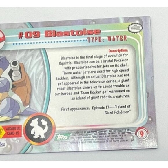 Blastoise Pokemon Card Topps #09 TV Animation Edition Series Green Logo - Picture 4 of 5